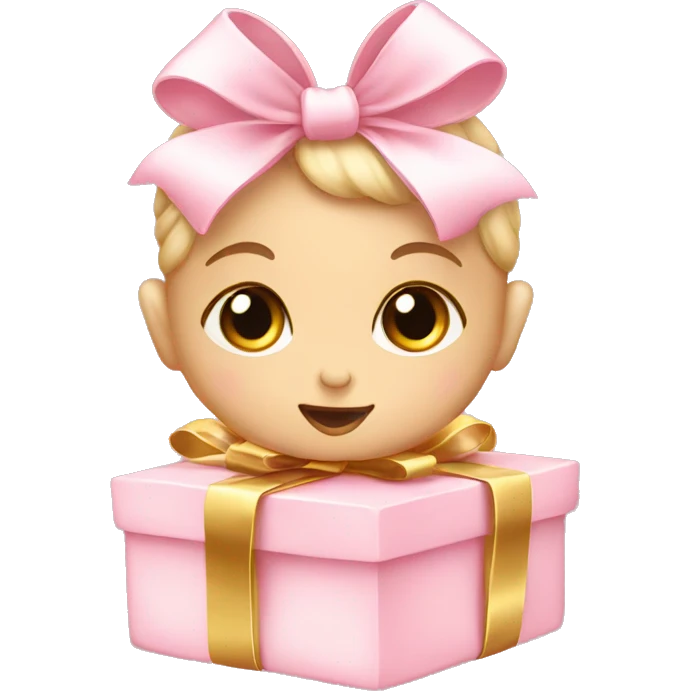 baby pink gifts with gold bow  emoji