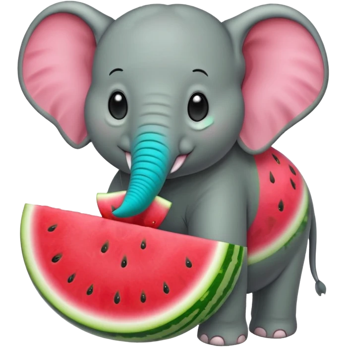 elephant eating watermelon emoji