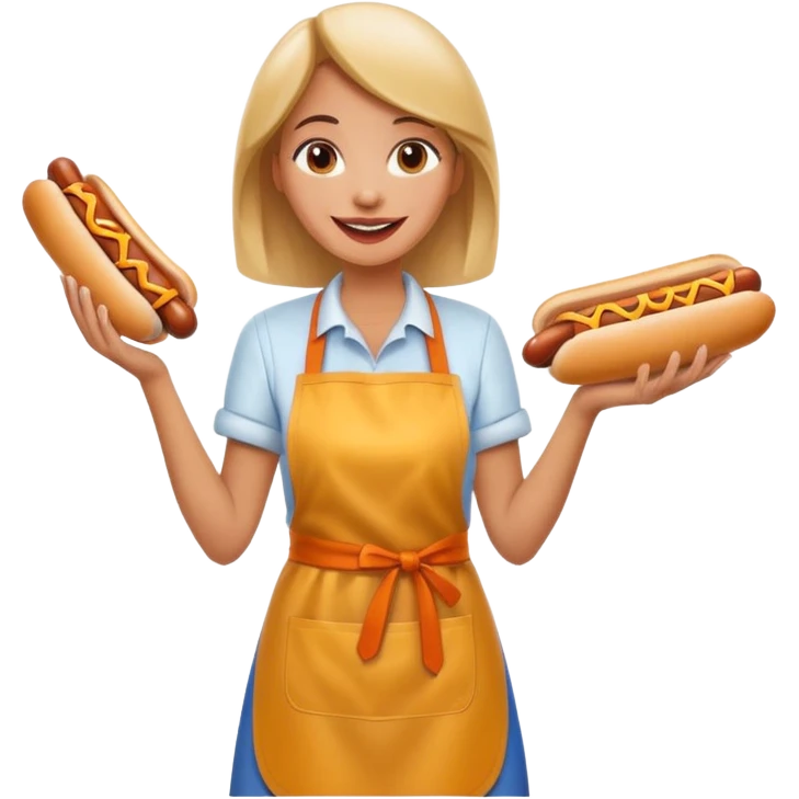 A cheerful woman selling hotdogs emoji