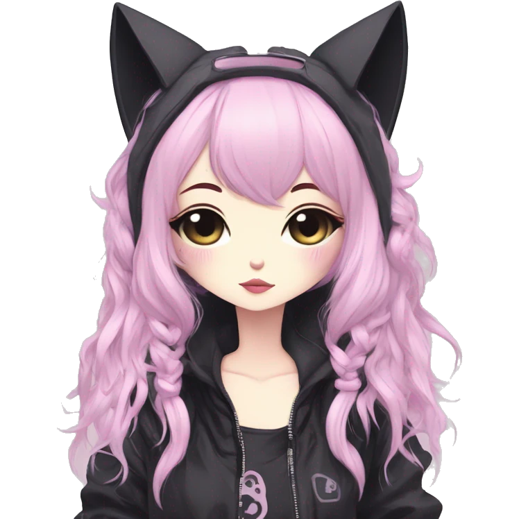 Edgy Kawaii Cute Cool Pastel Cartoon Beautiful Elegant Pretty Anime Punk Techwear Gothic Catgirl emoji