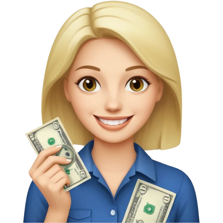 Woman holding dolar emoji