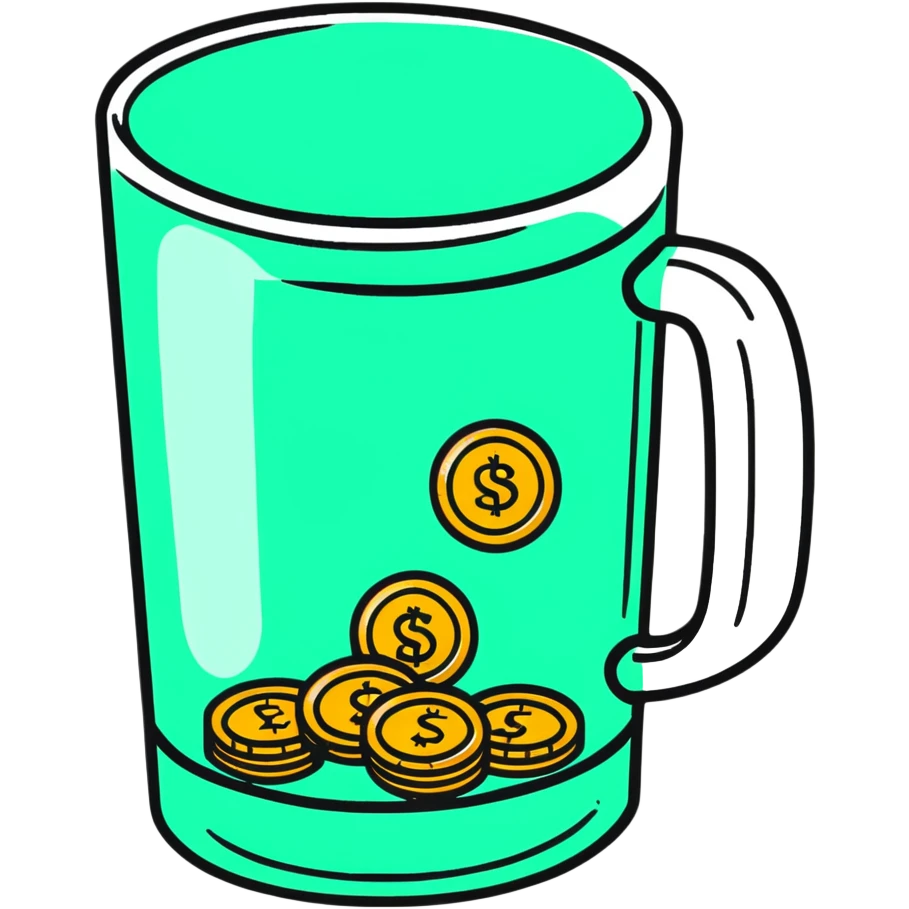 glass with coins emoji