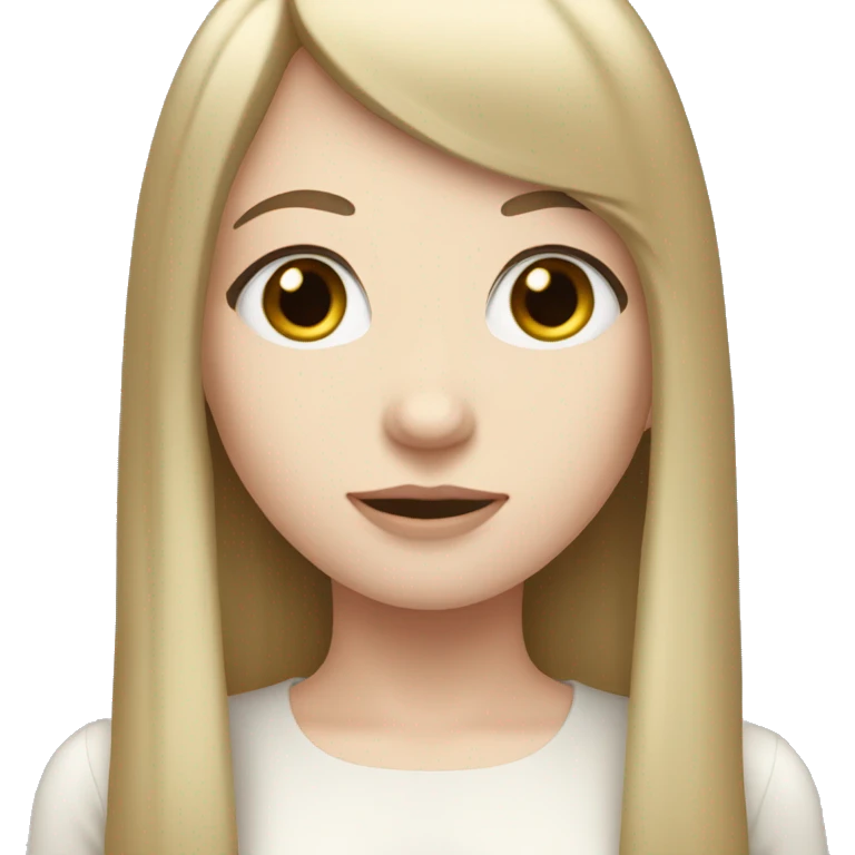 girl with pale skin long straight hair with bangs And brown eyes emoji