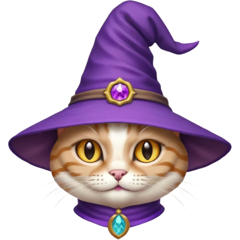 half cat wear purple wicth hat emoji