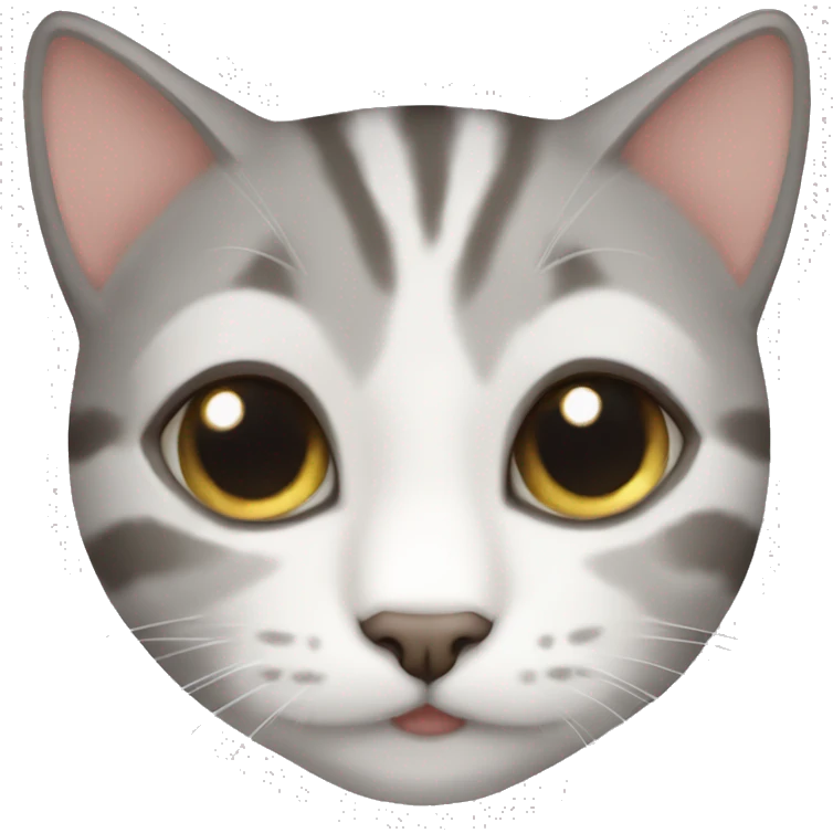 gray and white tabby cat brown eyes emoji