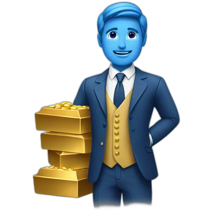 Posh-man-with-blue-suit-offering-goldbar emoji