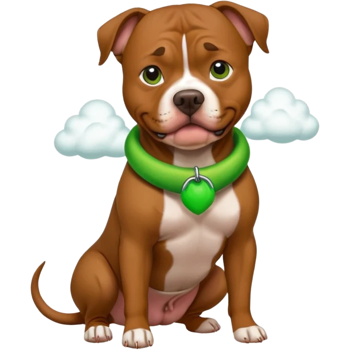 brown pit bull dog with green burp cloud  emoji