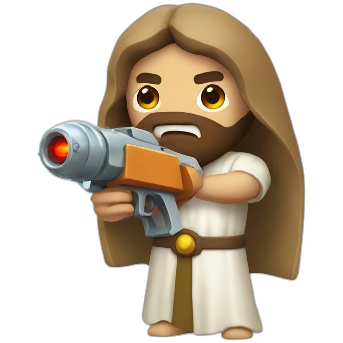angry jesus with a raygun emoji