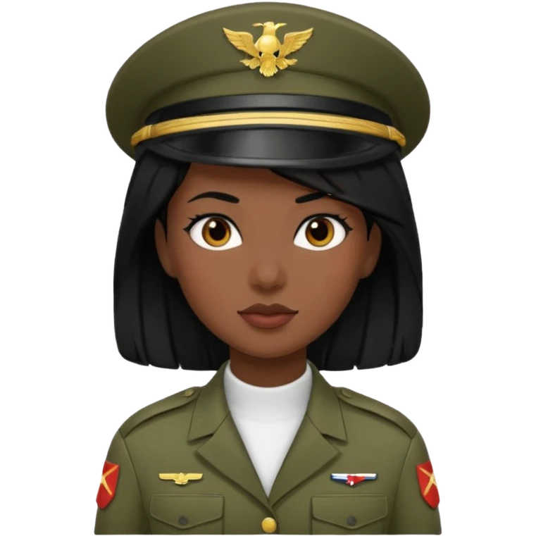 female soldier blac hair style emoji