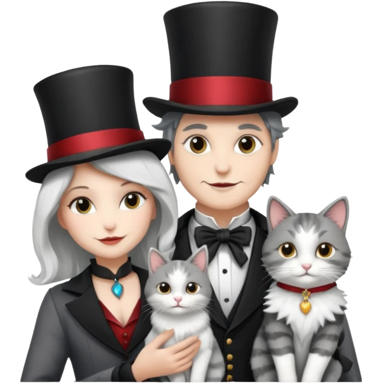 magician couple and their pet cat emoji