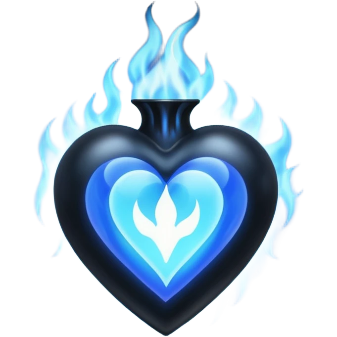 black heart with blue flames surrounding the perimiter  emoji