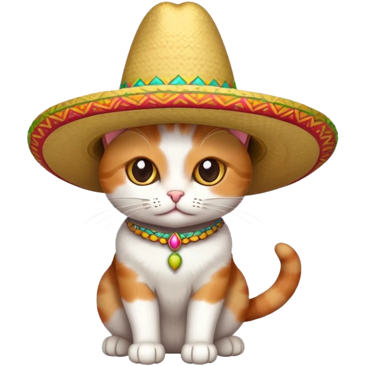 Cat wearing a Mexican hat emoji