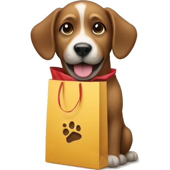 gift bag with dog emoji