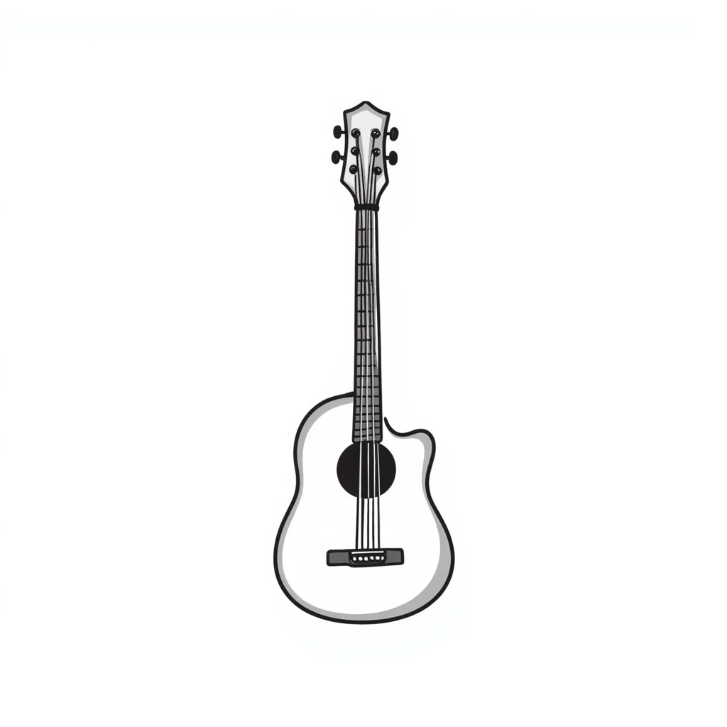 hand-drawn acoustic guitar with strings and sound hole emoji