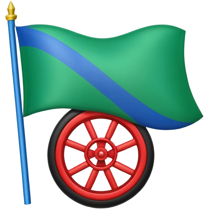 Emoji drapeau gitan bleu en haut vert en bas avec une roue rouge au millieu  emoji