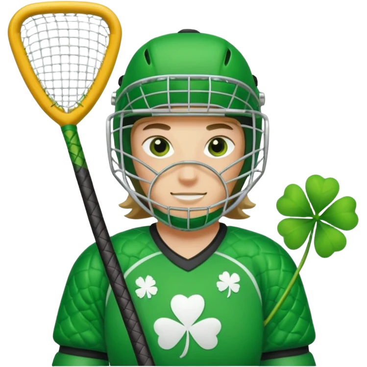 Field hockey goalie with four leaf clovers emoji
