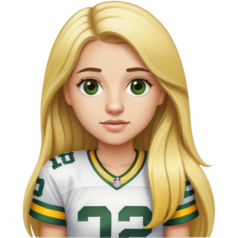 Girl with long blonde hair wearing Aaron Rodgers jersey  emoji