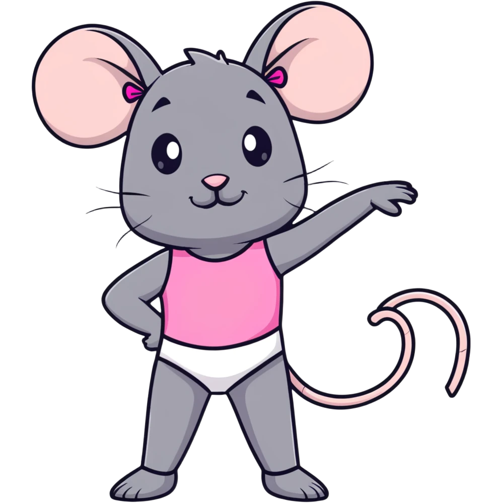 rat with a pink bow wearing a gymnastics leotard emoji