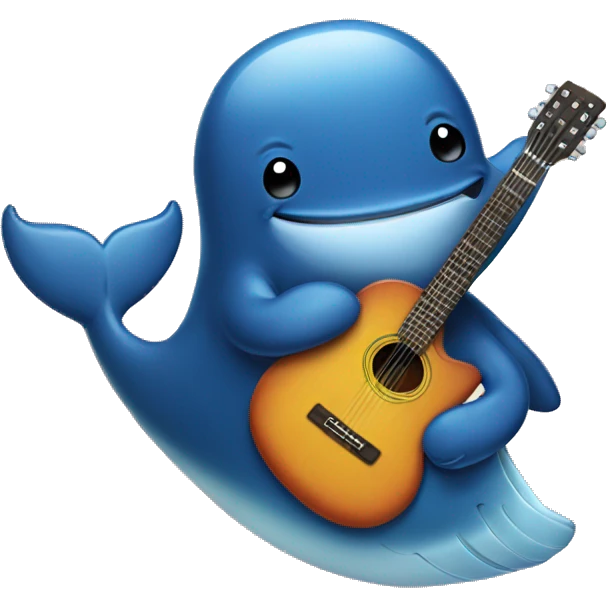 Whale playing a guitar emoji