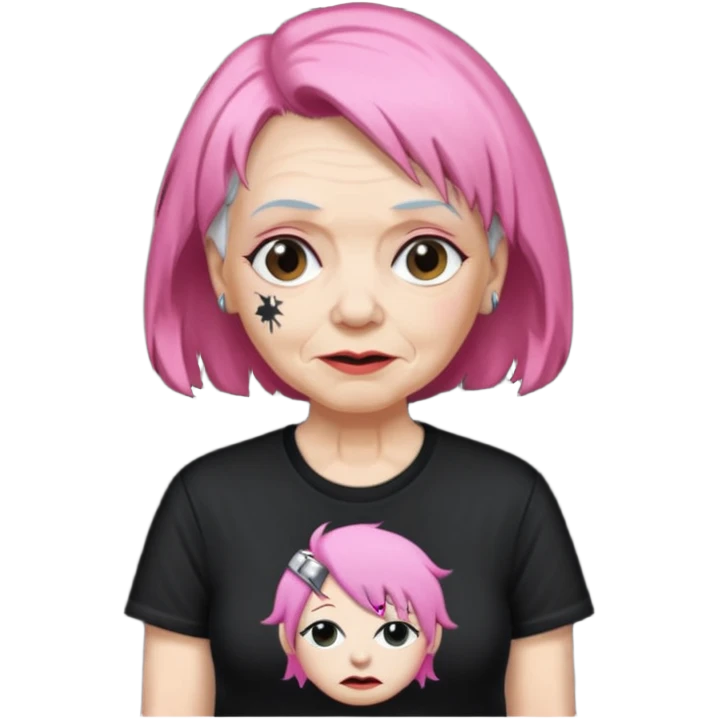 pink haired metalhead grandma emoji