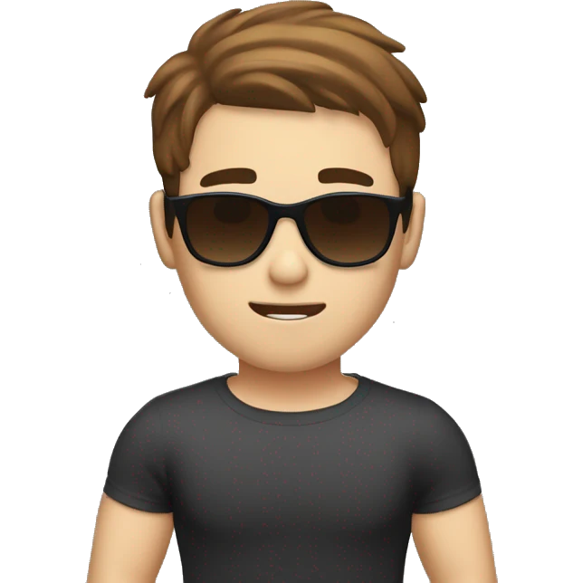 brown short hair white skin color asian men with sun glasses, make it from soulders and create only one emoji emoji