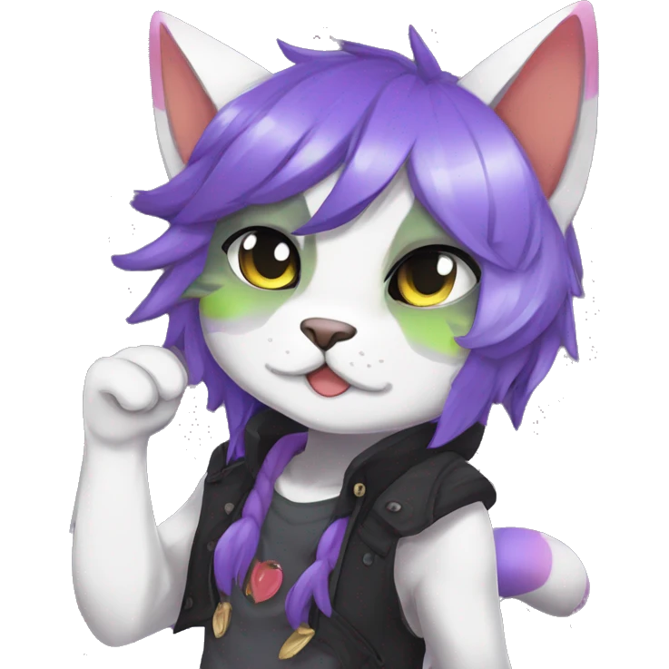 Anthro Dark Colorful Shiny Edgy Cool Shy Grumpy FurSona Feline Fakemon Vtuber Model emoji