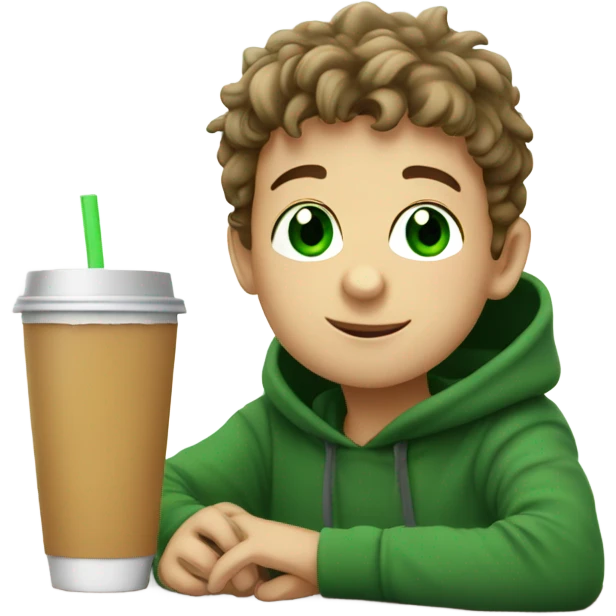 boys enjoying warm drinks w green eyes emoji