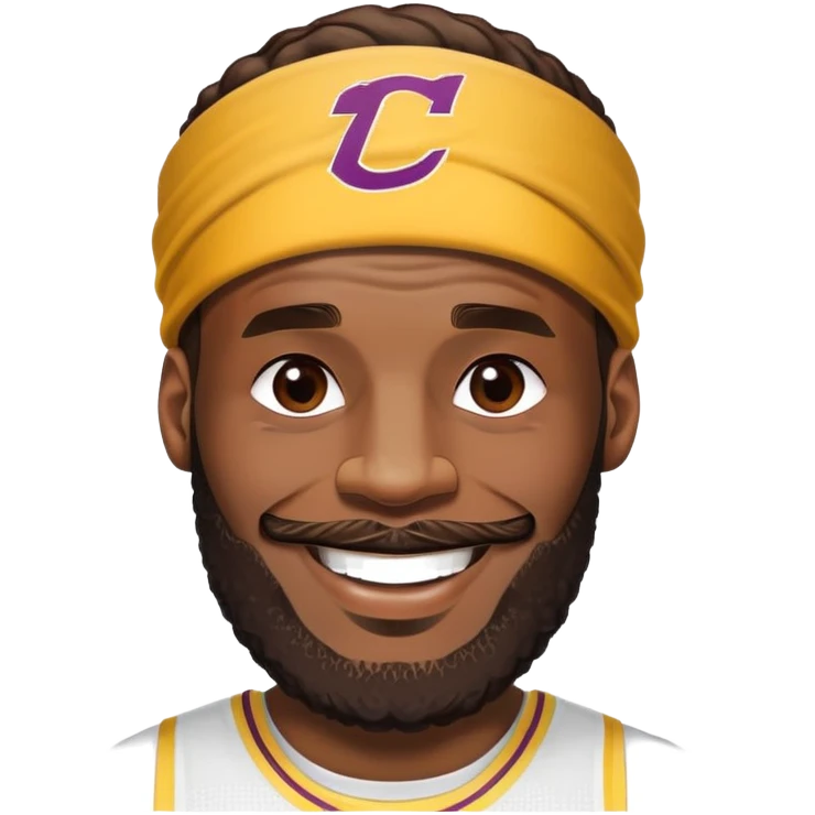 LeBron James smiling face with his iconic beard and headband emoji