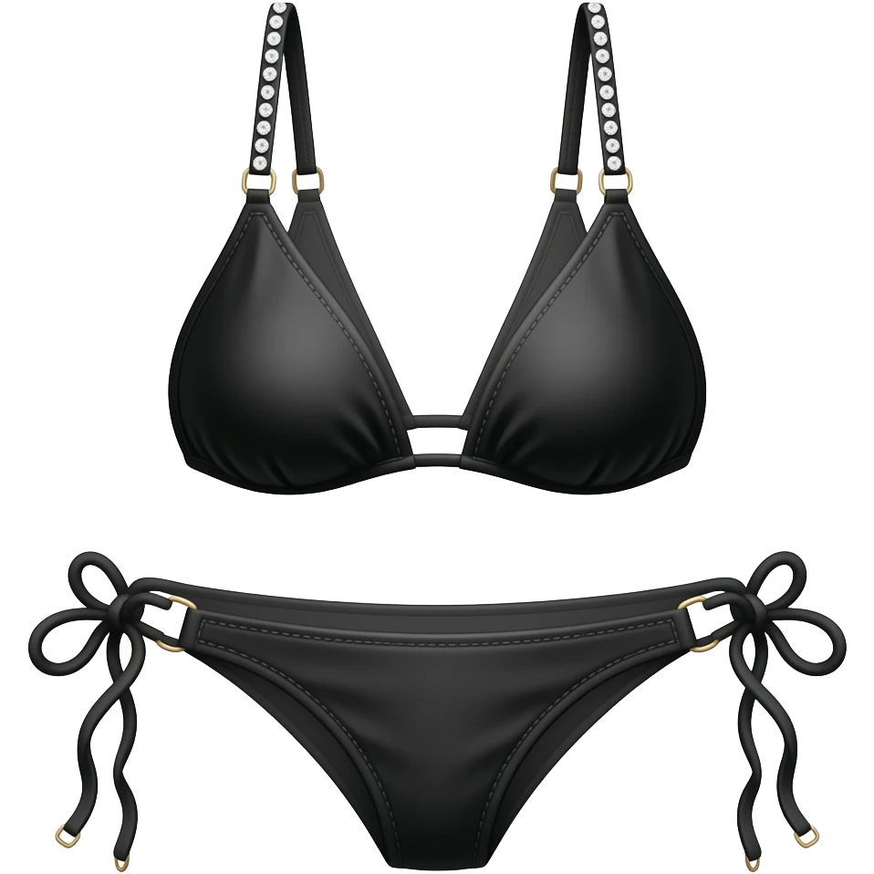 Black bikini set with diamond straps emoji