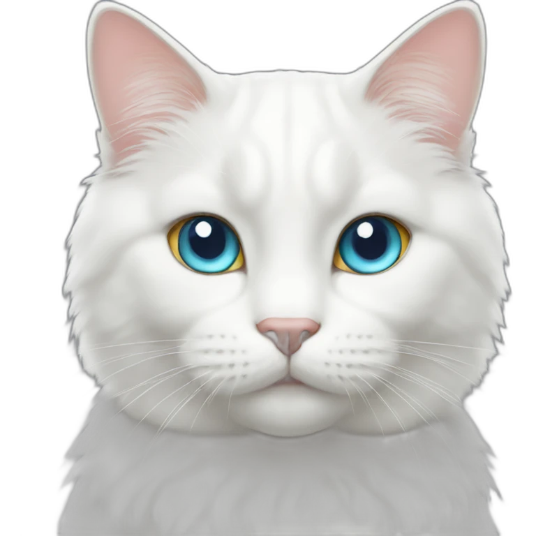 White cat With too Colors eyes emoji