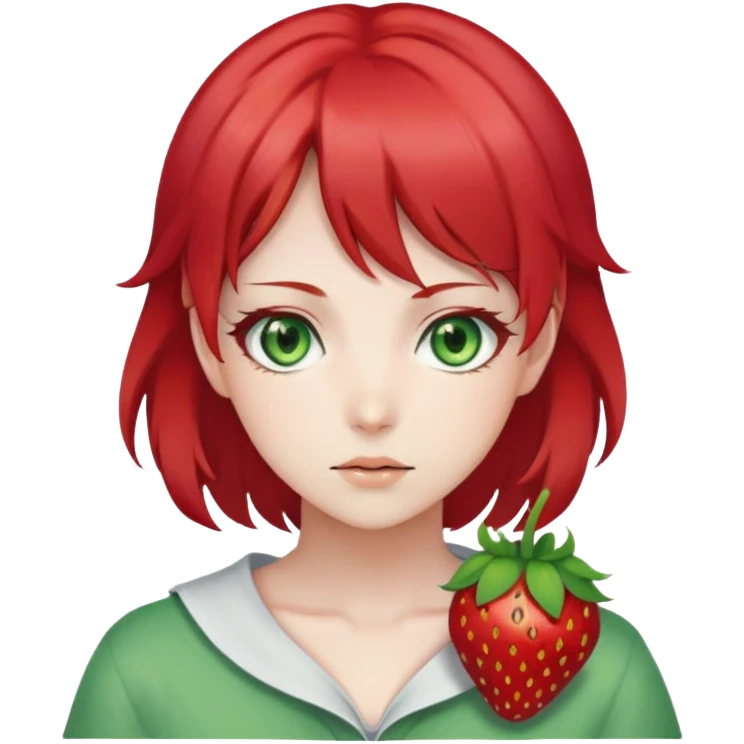 Anime girl that have green eyes and red strawberry hairs emoji