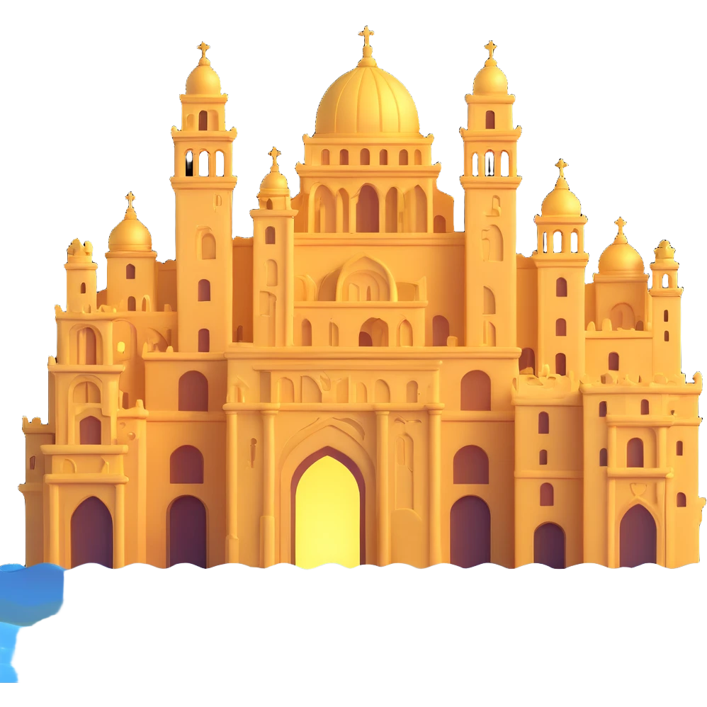 ancient golden city submerged underwater with ornate buildings and shining lights emoji