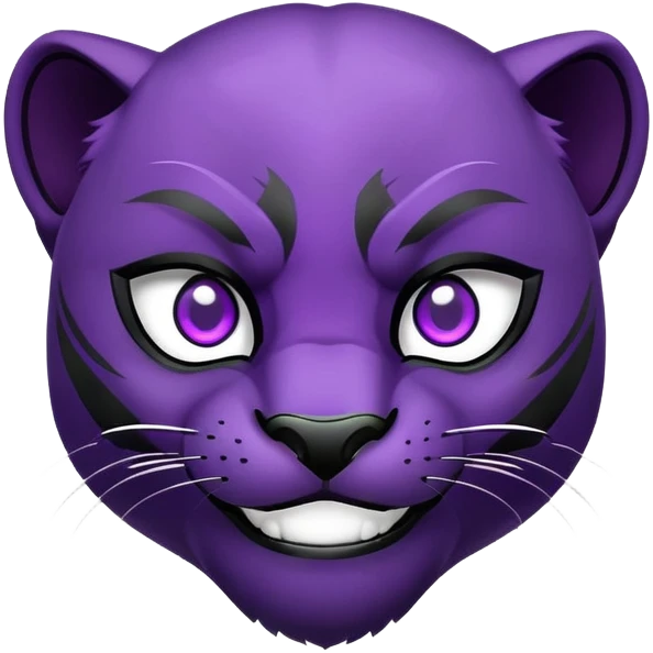 black panther with purple eyes, happy face emoji