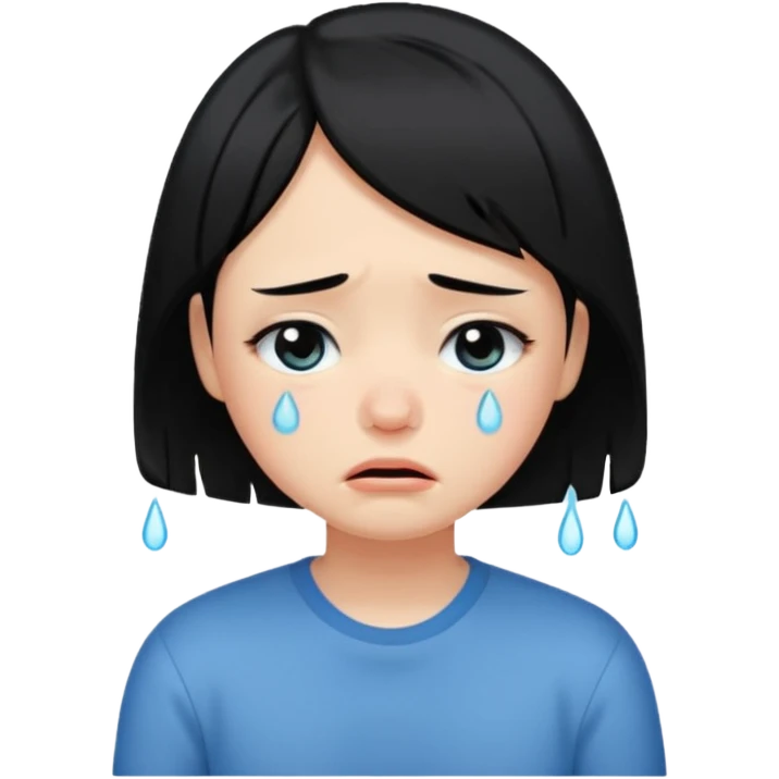 Girl with black hair and short hair  like boy hair who cry and very cute  emoji