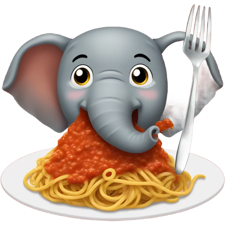 Elephant eating spaghetti with marinara emoji