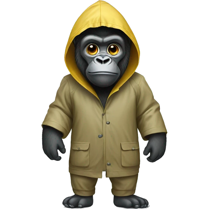 Gorilla wearing a raincoat emoji
