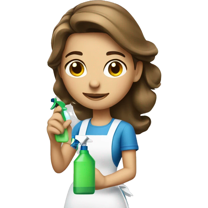 Cleaning maid light brunette with spray bottle  emoji
