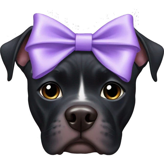 Black Pitbull with lavender bow emoji