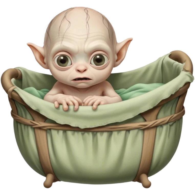 Baby gollum from lord of the rings in bassinet emoji