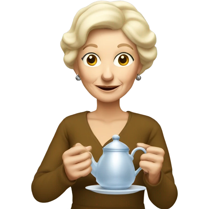 Old Blonde woman holding glass teapot emoji