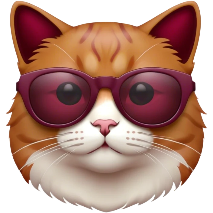 Cat with sunglasses in burgundy color emoji