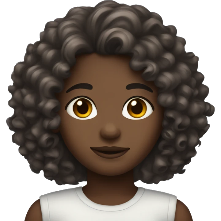 girl with dark skin and big curly brown hair emoji