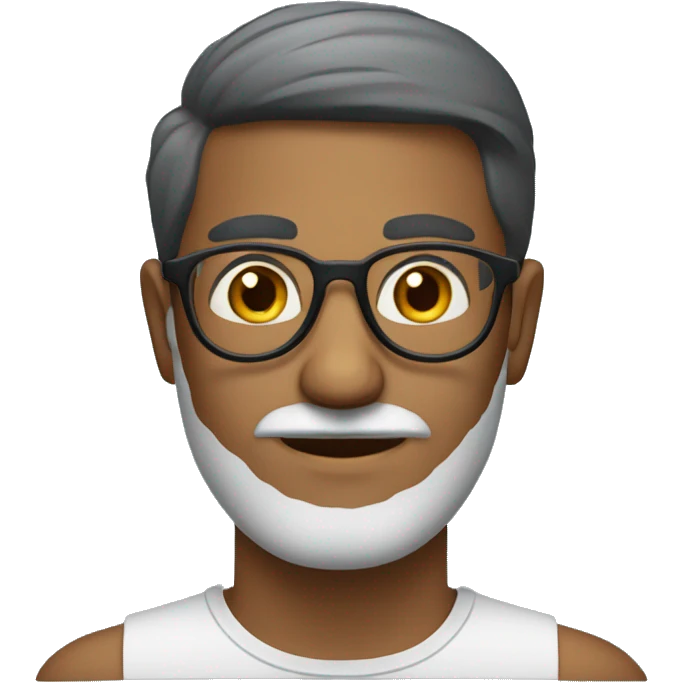 A Sri Lankan man with a patchy beard wearing spectacles, oval face emoji