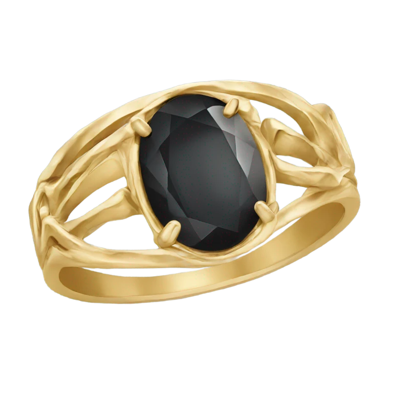 gold ring with black oval diamond emoji