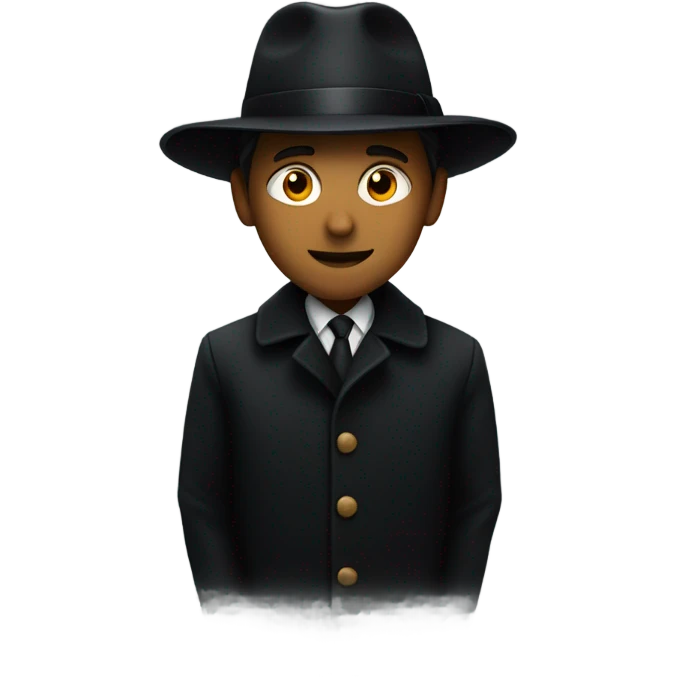 Noir style image of a shadowy man in a black coat and hat emoji