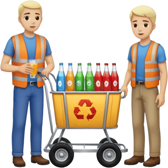 g'ildiragi singan ichimliklar ortilgan arava bir baloni singan uni yonida aka uka havotirli nigoh bilan bir biriga qarab turishibdi emoji