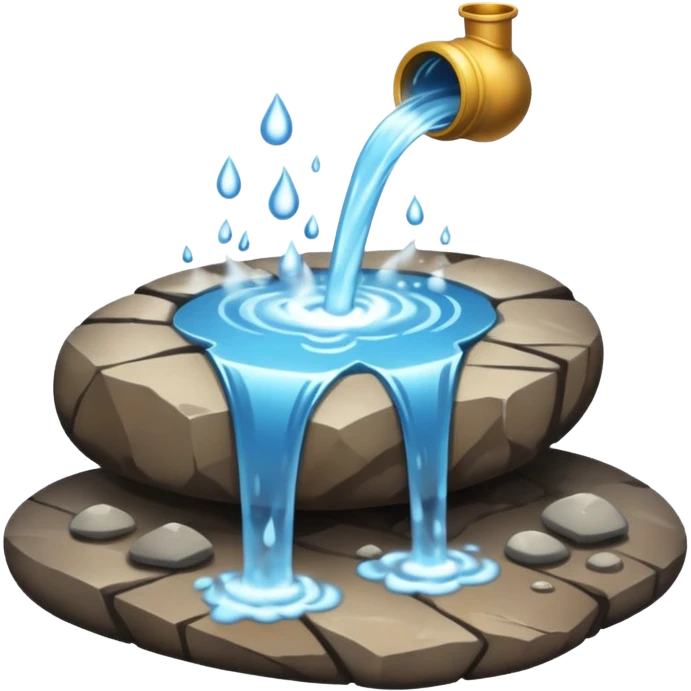water pouring onto rocks with steam emoji