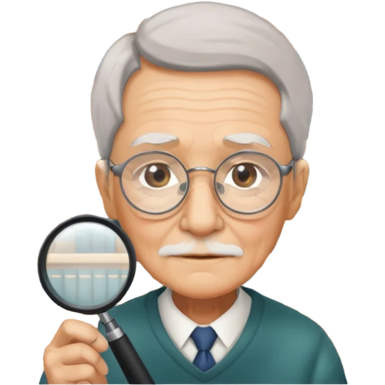 Elder + magnifier, Library Visitor. emoji