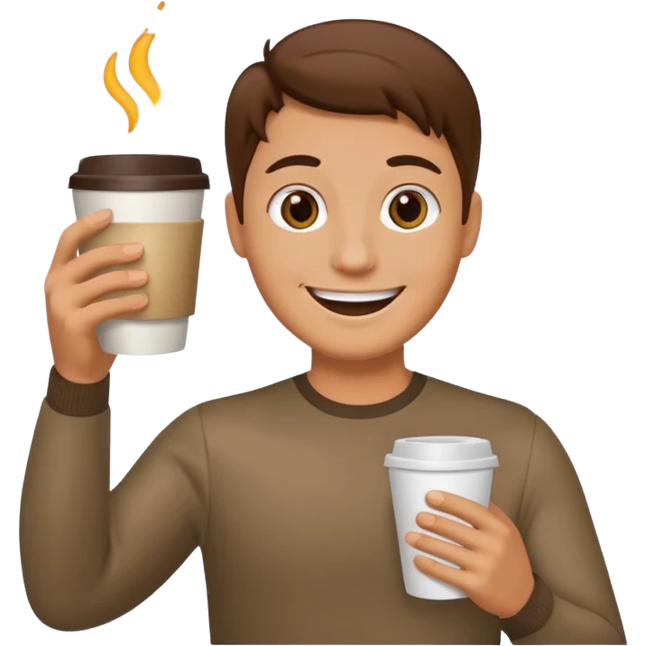 Waving with a coffee cup emoji