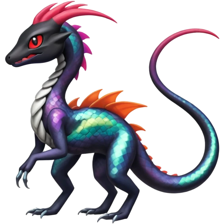 Colorful Exotic Meloetta-Salandit-Darkrai-Venom-Fakémon-creature-hybrid emoji